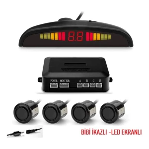 Led Ekran Göstergeli Siyah Bip Bip İkazlı Araç Park Sensörü Geri Görüş Kamerası 18mm